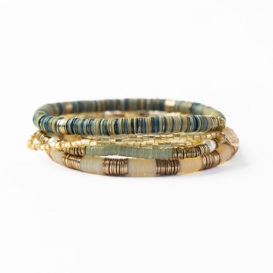 Grace Bracelet Stack of 5 - Green + Citron