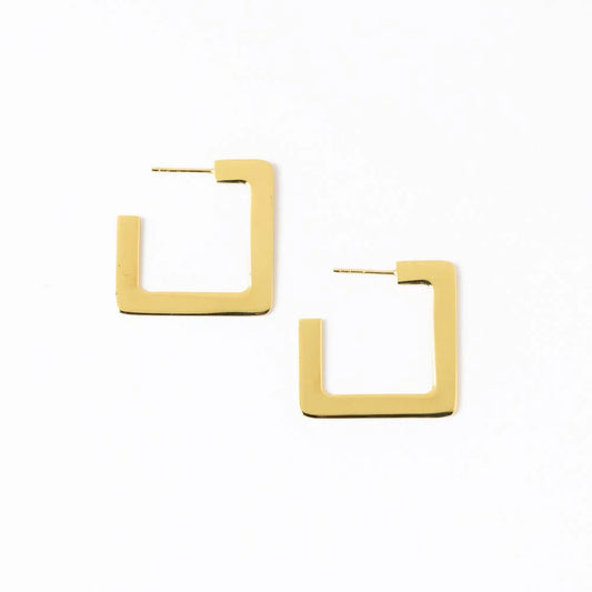 Heidi Square Hoop Earrings Brass