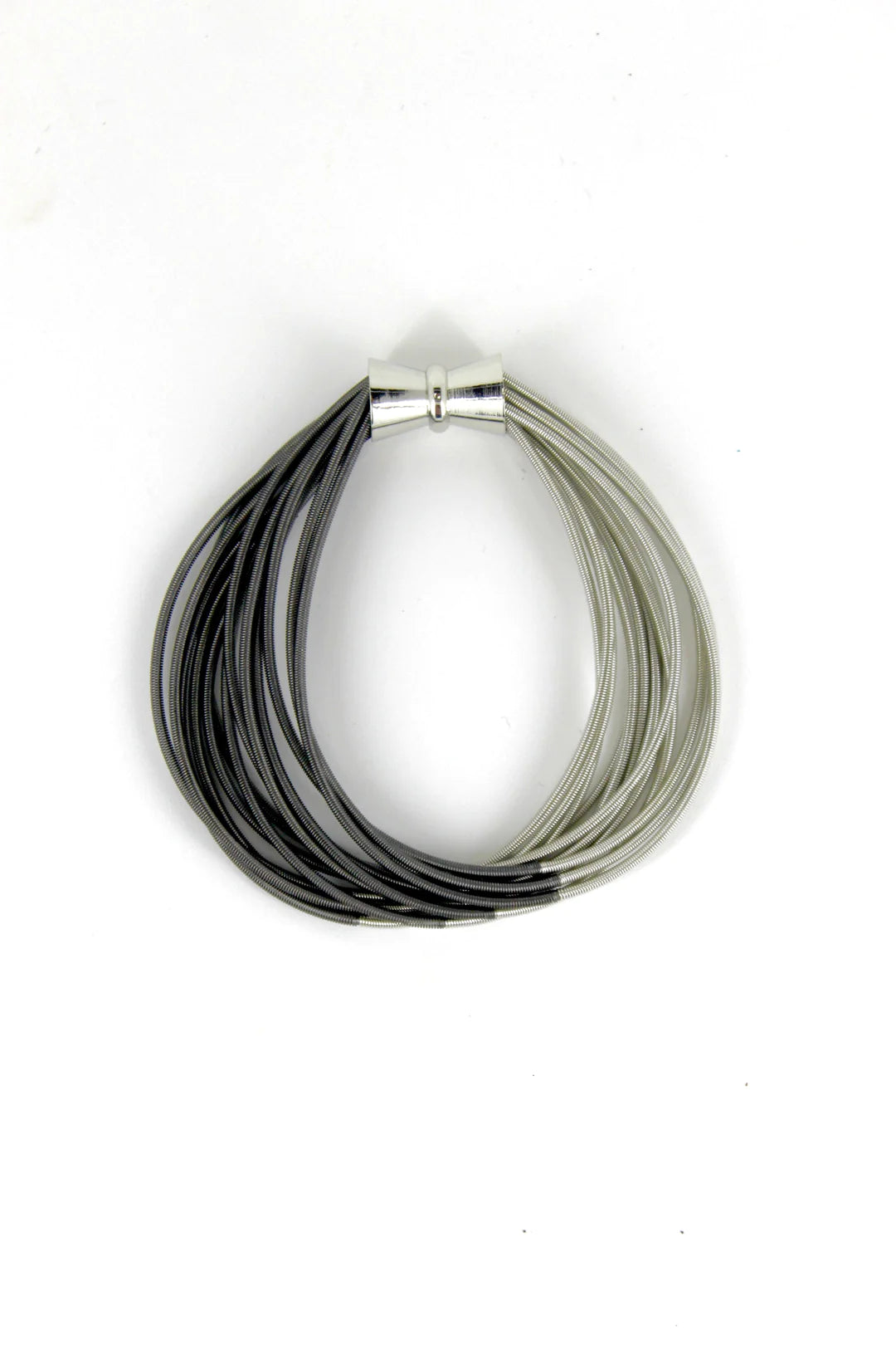 Silver-slate two tone bracelet with magnet closure