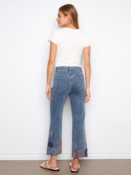 Floral Embroidered Straight Leg Jeans