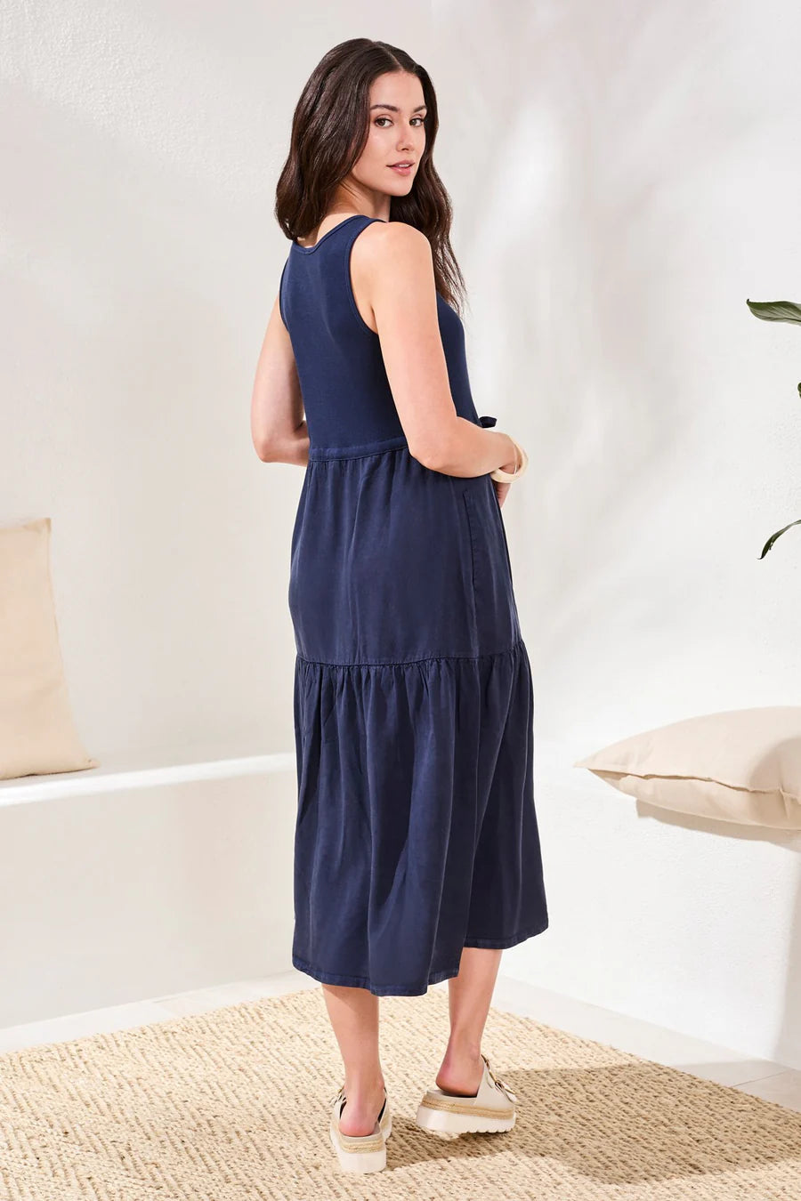 Mixed media Sleeveless Maxi Dress