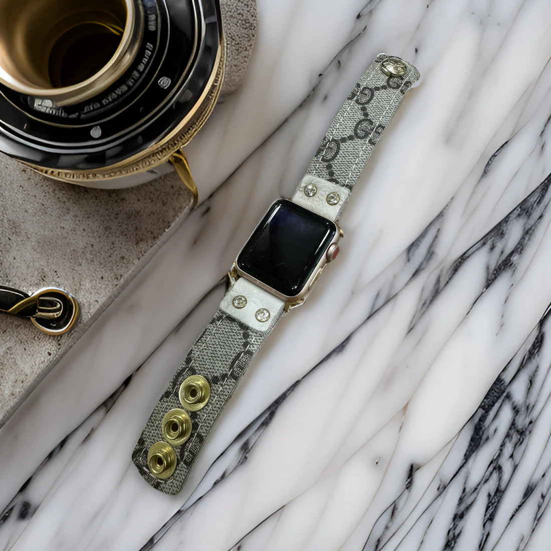 Upcycle Gucci Apple Watch Band In Leather
