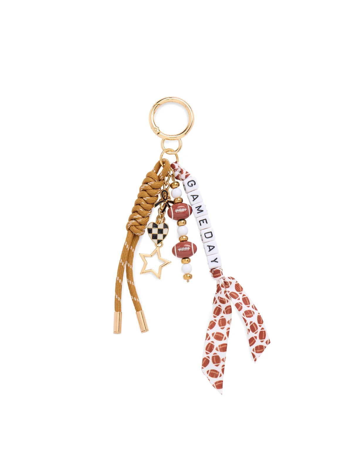 Gameday Football Bag Charm/Key Ring, Brown