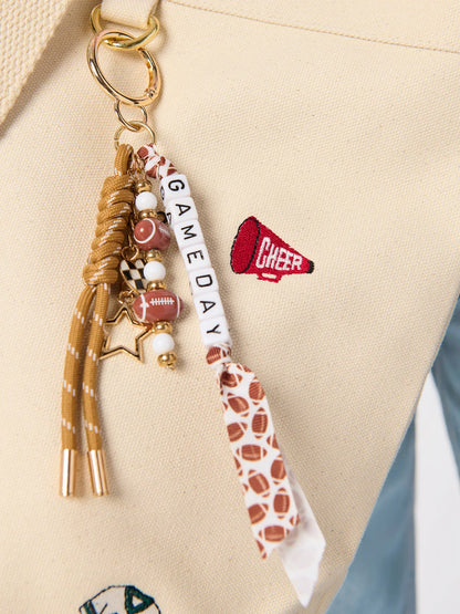 Gameday Football Bag Charm/Key Ring, Brown