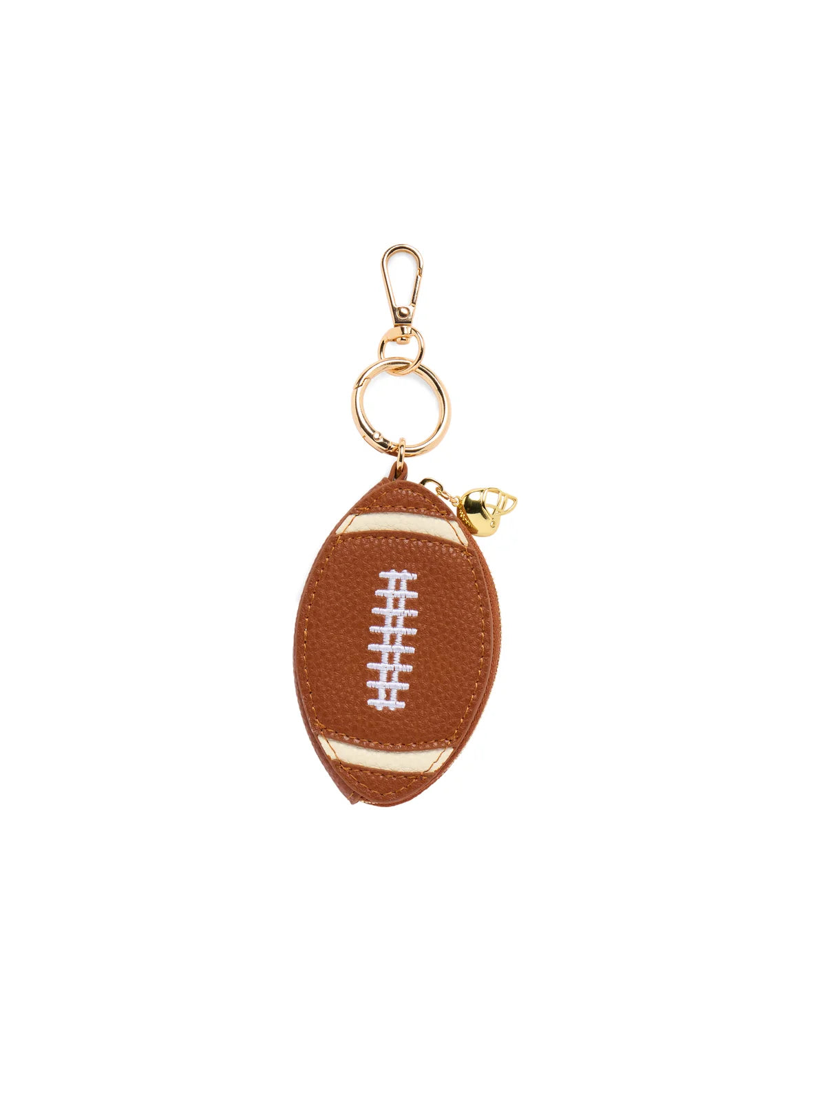 Football Zip Pouch Bag Charm/Key Ring, Brown