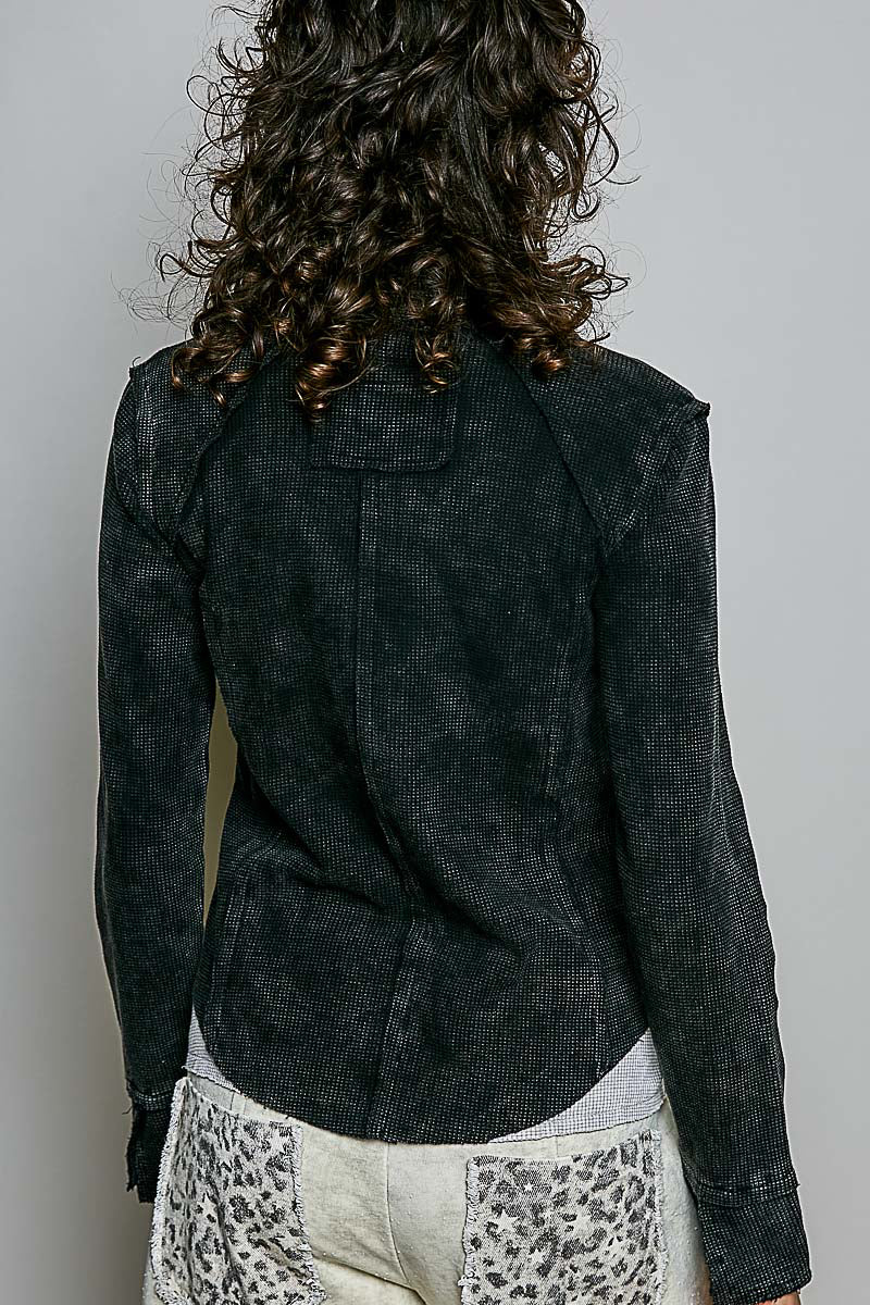 Black Button Front Blouse