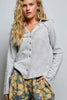 Sand Button Front Blouse