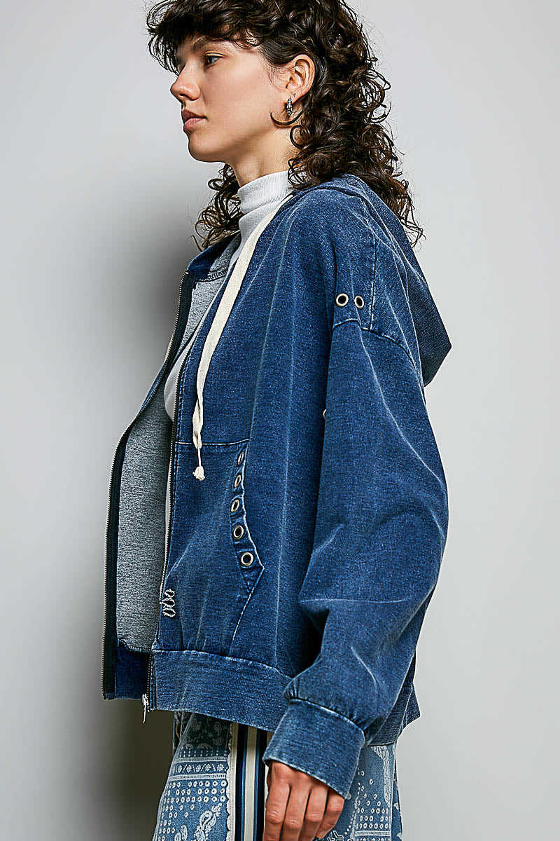 Distressed Indigo Hoodie