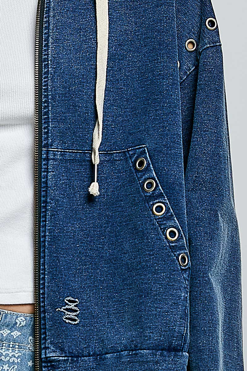 Distressed Indigo Hoodie