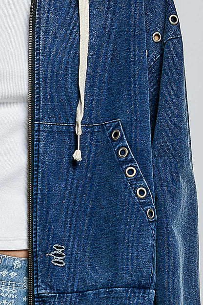 Distressed Indigo Hoodie