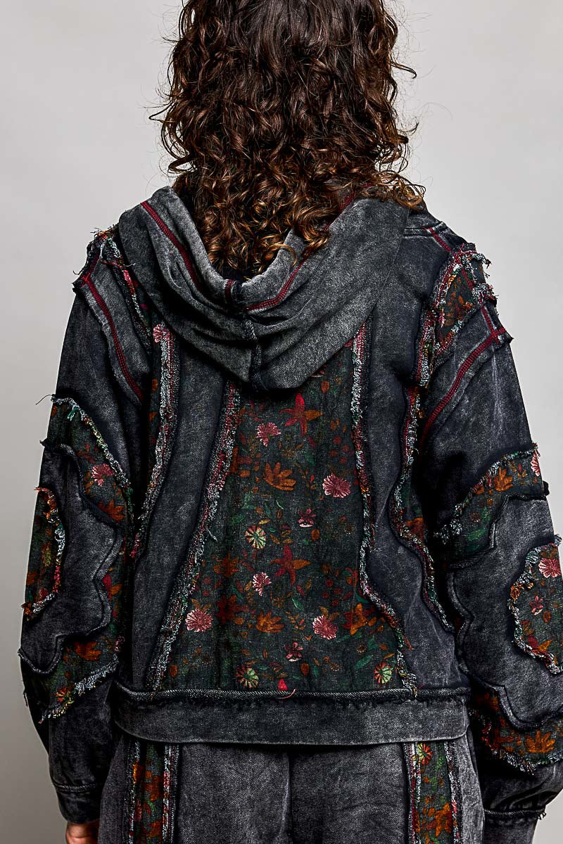 Vintage Floral Patchwork Hooded Jacket