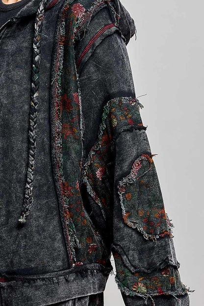 Vintage Floral Patchwork Hooded Jacket