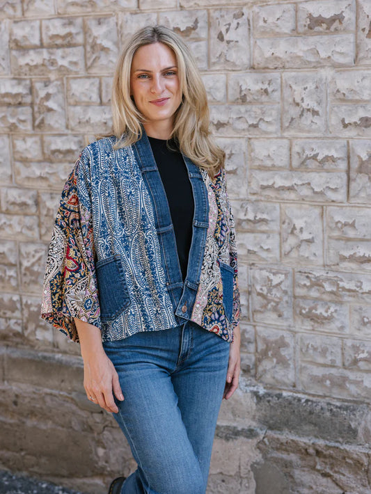 KAROL CARDIGAN - BLUE PAISLEY MIX