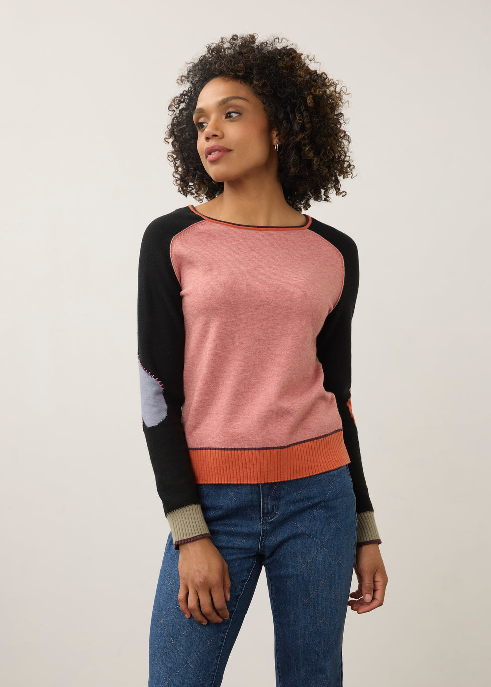 Long Sleeve Boatneck Sweater, Pink Mauve