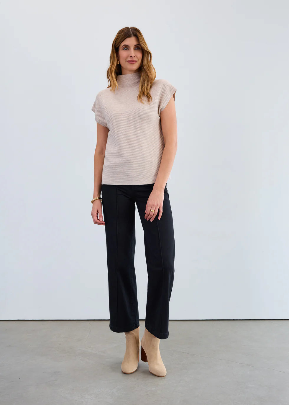 Ottoman Cap Sleeve Sweater, Oat