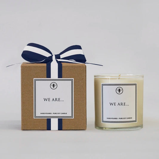 We Are... Penn State Inspired Hand Poured Soy Candle OG Blue/White Ribbon