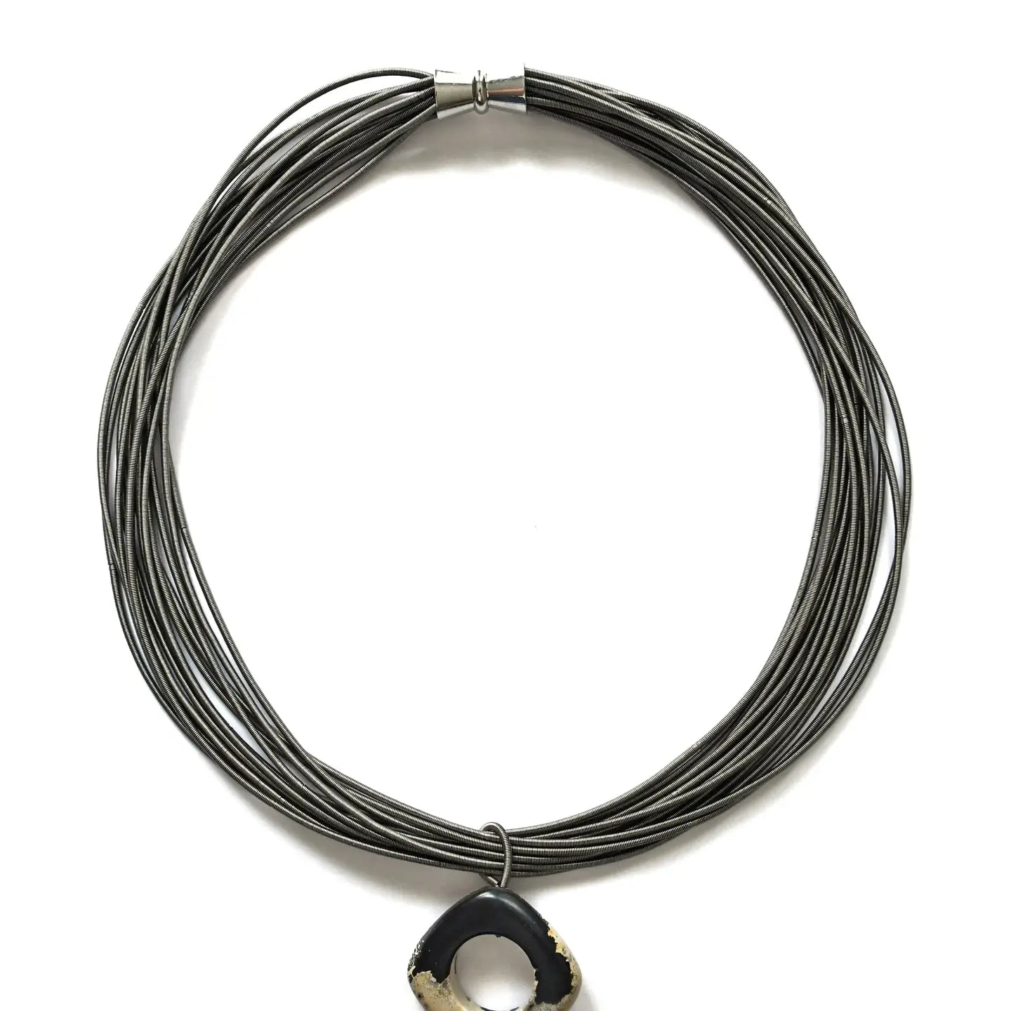 Multi Strand Pendant Necklace with Jasper Square