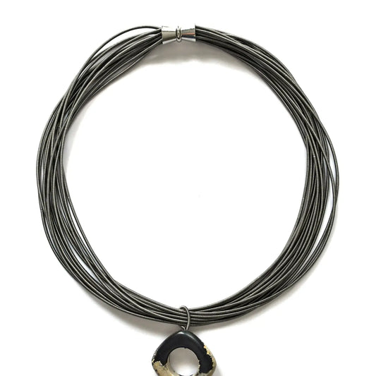 Multi Strand Pendant Necklace with Jasper Square