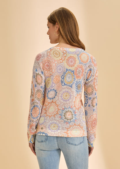 V-Neck Printed Sweater, Dream Catcher