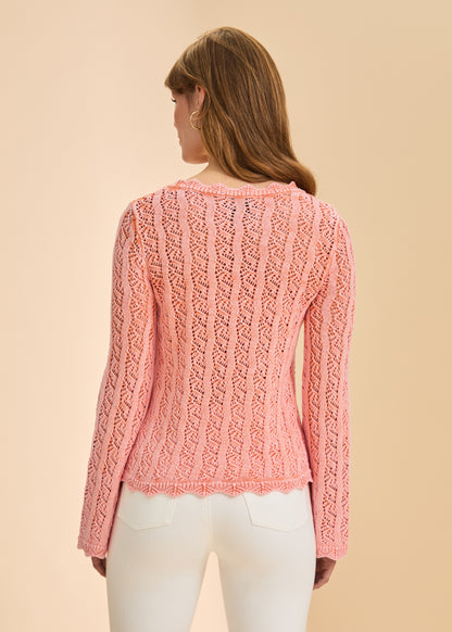 Long Sleeve Garment Dye Sweater- Cantaloupe