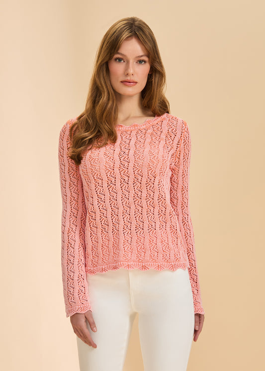 Long Sleeve Garment Dye Sweater- Cantaloupe