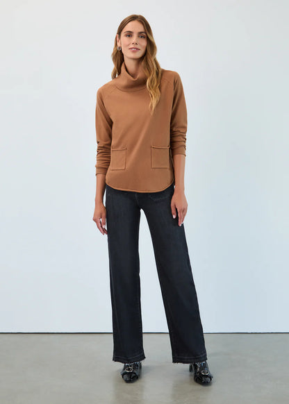 Cowl Neck Sweater, Bronze Caramel