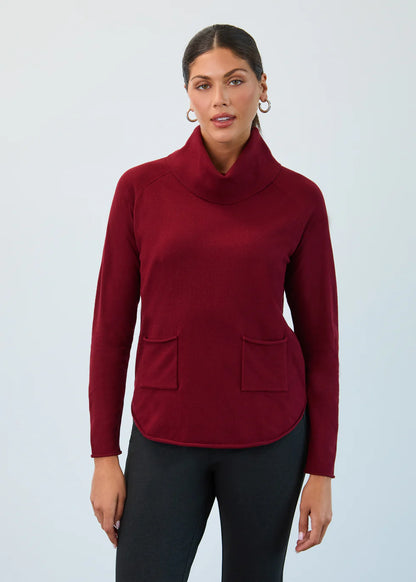 Cowl Neck Sweater, Scarlet