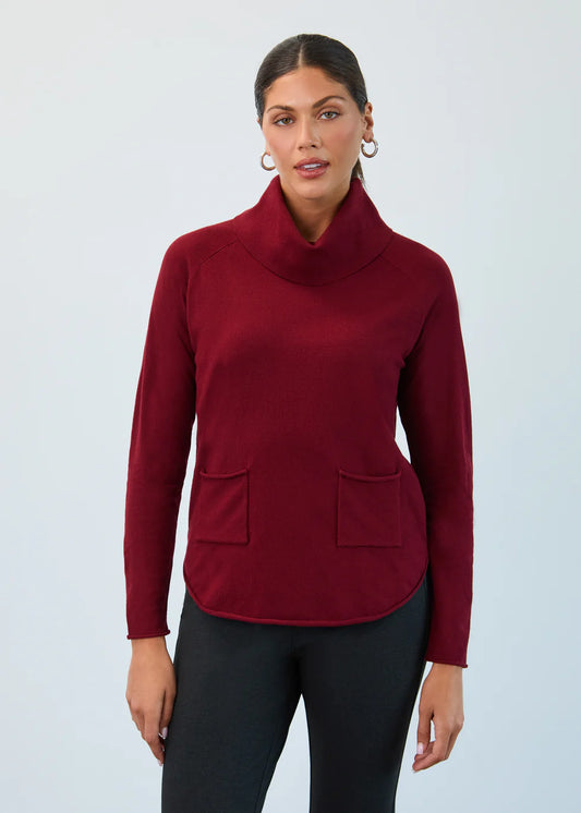 Cowl Neck Sweater, Scarlet