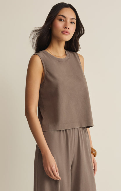 Sloane Jersey Muscle Tank- Taupe