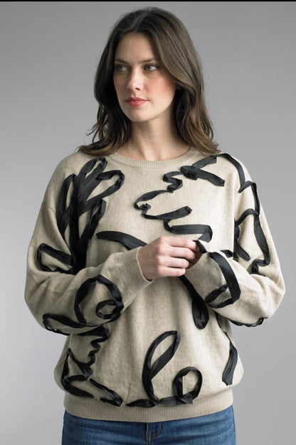 Ribbon Script Sweater