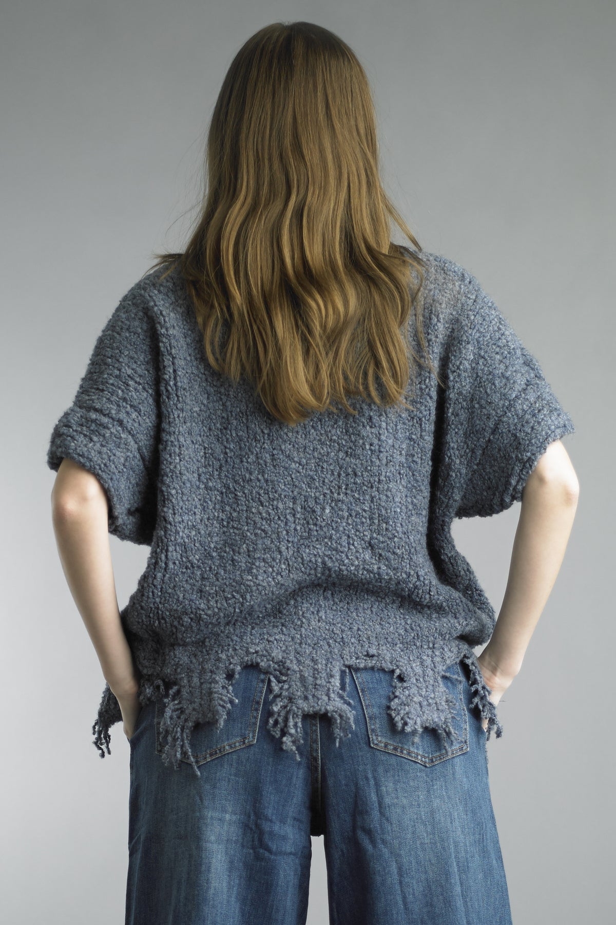 Denim Drift Fringe Sweater