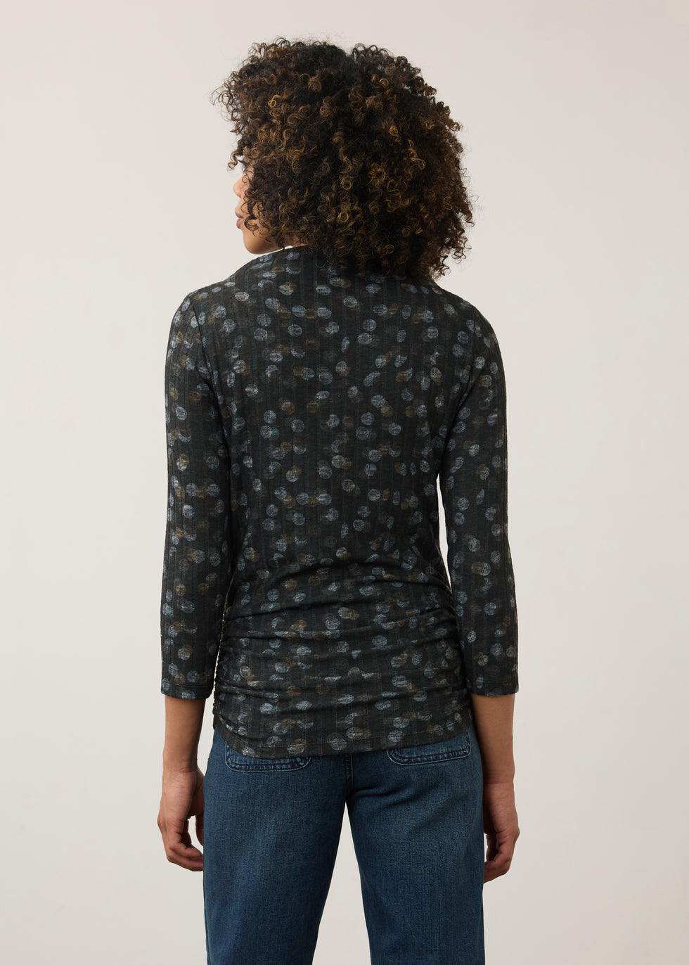 Long Sleeve Mock Neck Top, Doppel Dots