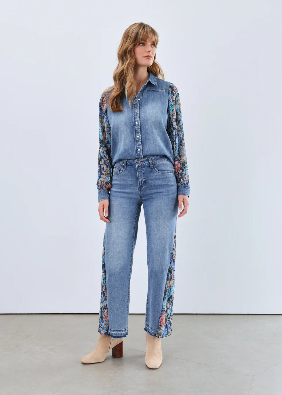 Olivia Wide Ankle Denim, Medium Wash
