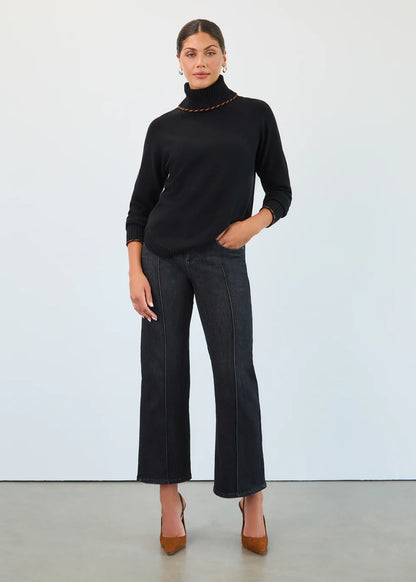 Olivia Pintuck Wide Leg, Black Wash