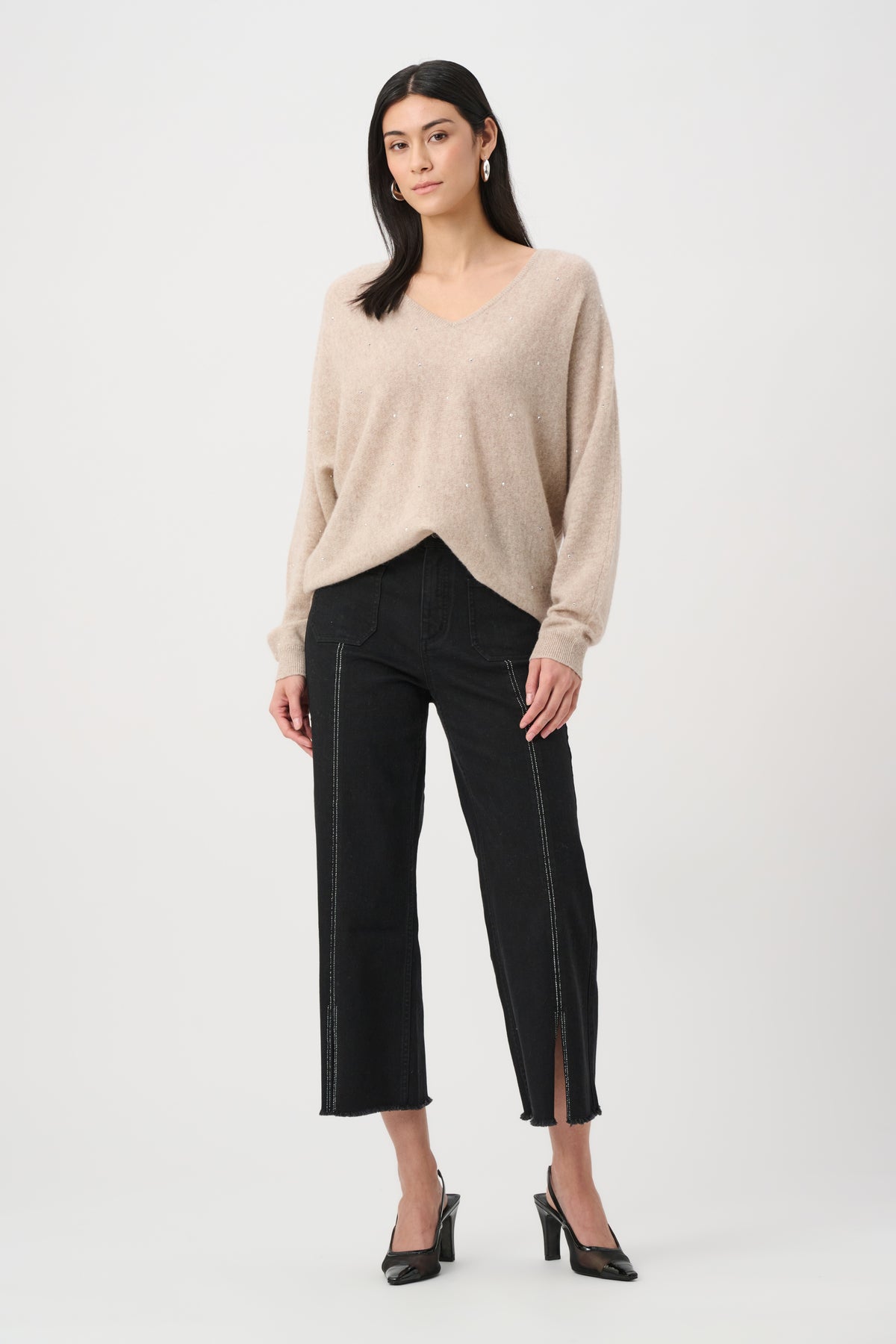 Claudia | Culotte Jeans With Embellished Front Seam