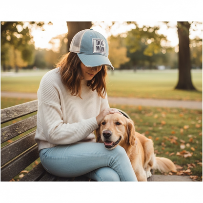 Dog Mom Distressed Trucker Hat Baseball Cap