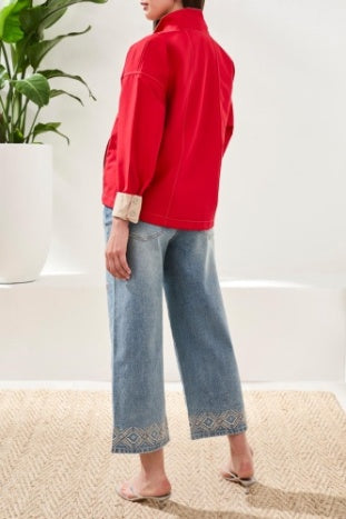 REVERSIBLE SNAP FRONT JACKET-Sangria