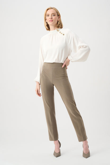 Melange Silky Knit Straight Leg Pull-On Pants Taupe
