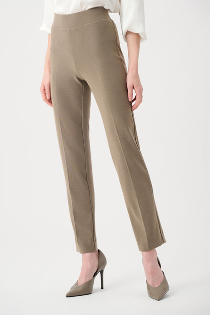 Melange Silky Knit Straight Leg Pull-On Pants Taupe