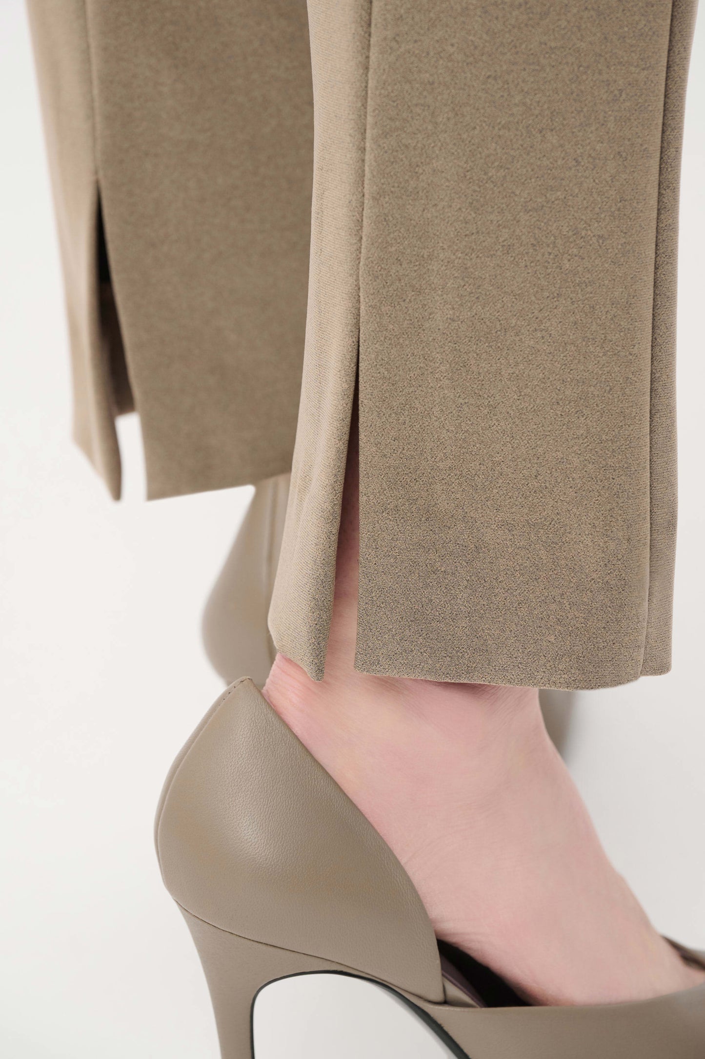 Melange Silky Knit Straight Leg Pull-On Pants Taupe