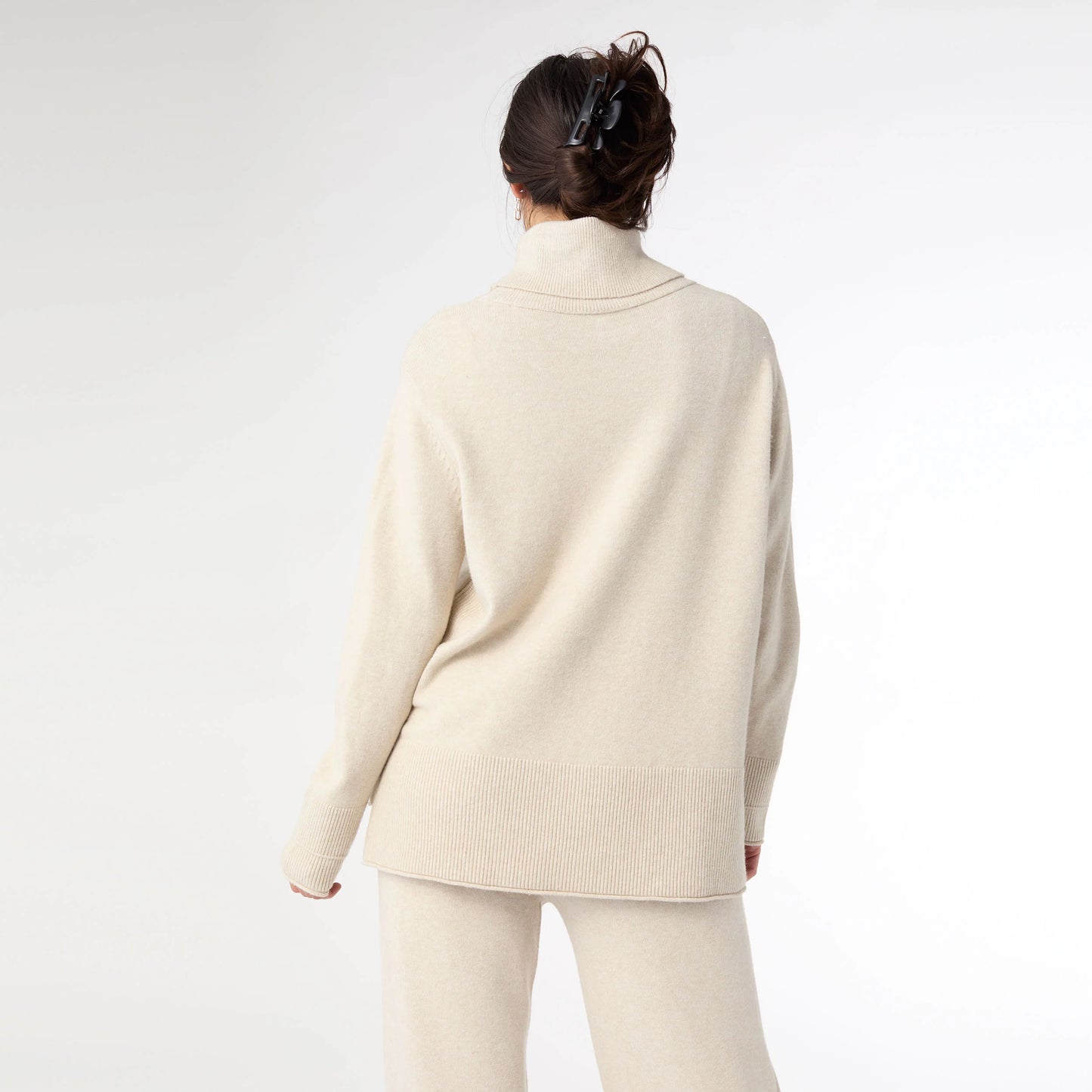 Heavenly-Luxe Cowl Neck with Rib Trim Detail Oatmeal
