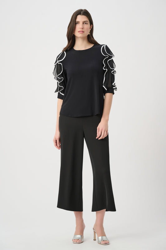 Woven Twill Pull-On Culotte Pants