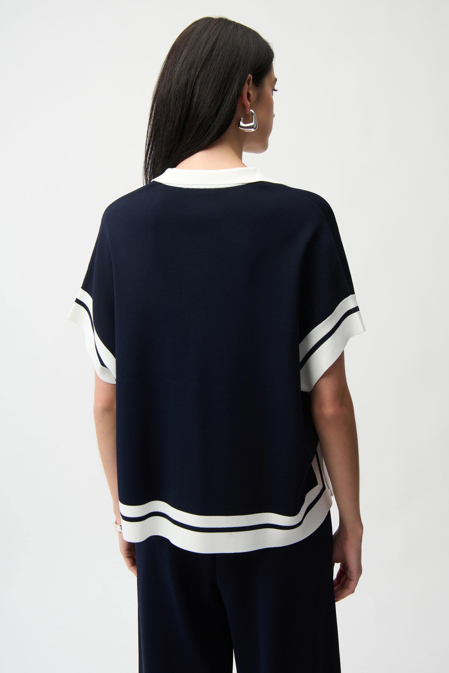 Viscose Blend Boxy Sweater With Stripe Detail