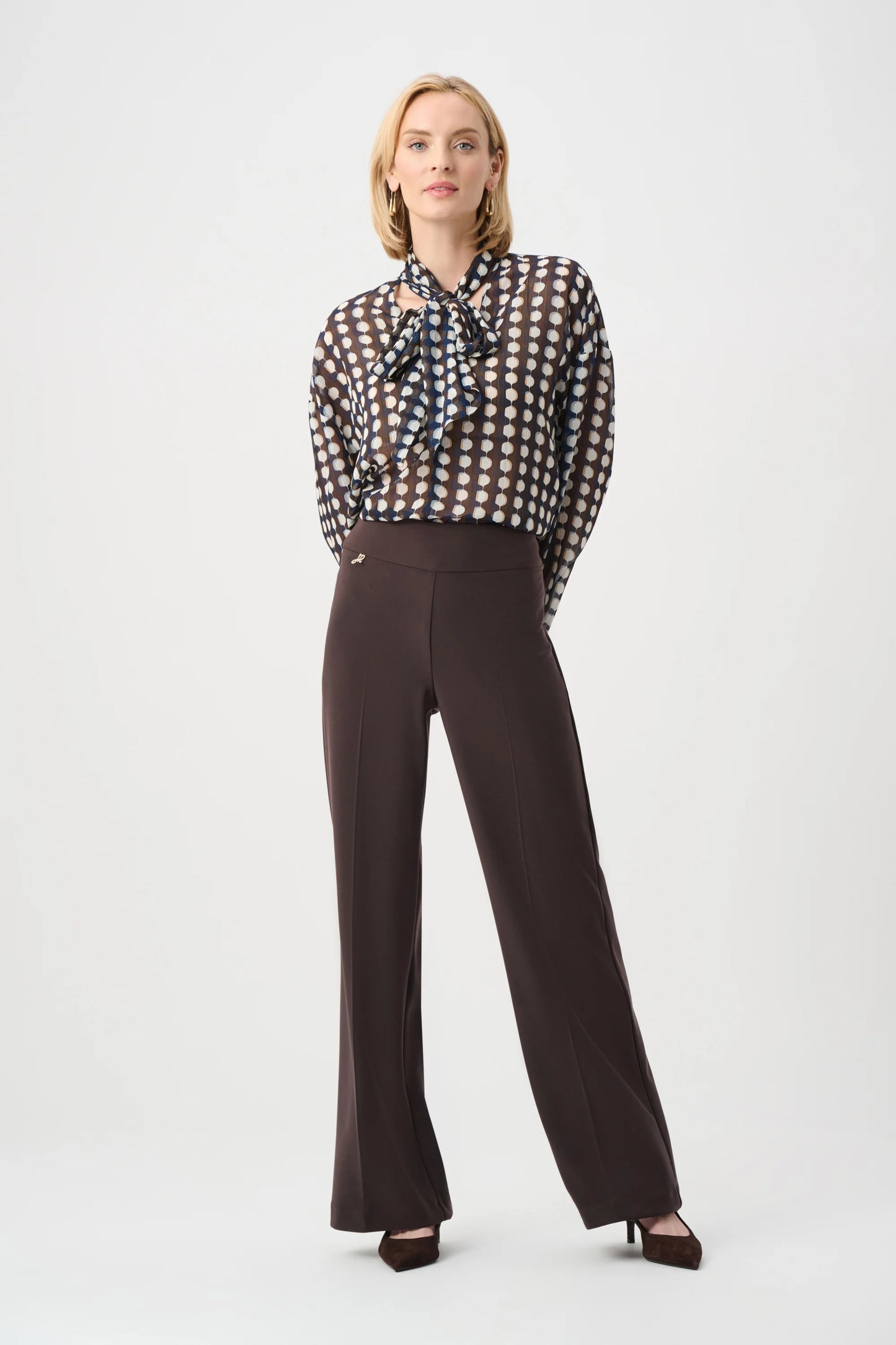 Silky Knit Wide-Leg Pull-On Pants Mocha