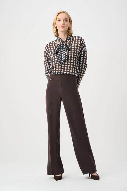 Silky Knit Wide-Leg Pull-On Pants Mocha