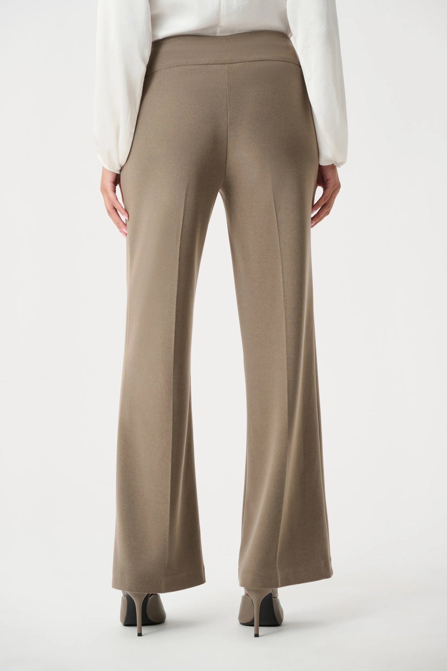 Silky Knit Wide-Leg Pull-On Pants Taupe
