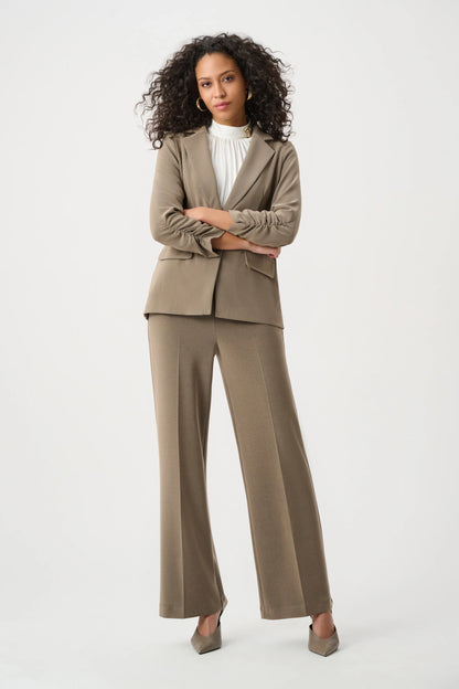 Melange Silky Knit Straight Blazer Taupe