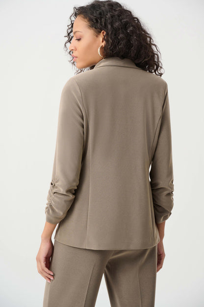 Melange Silky Knit Straight Blazer Taupe