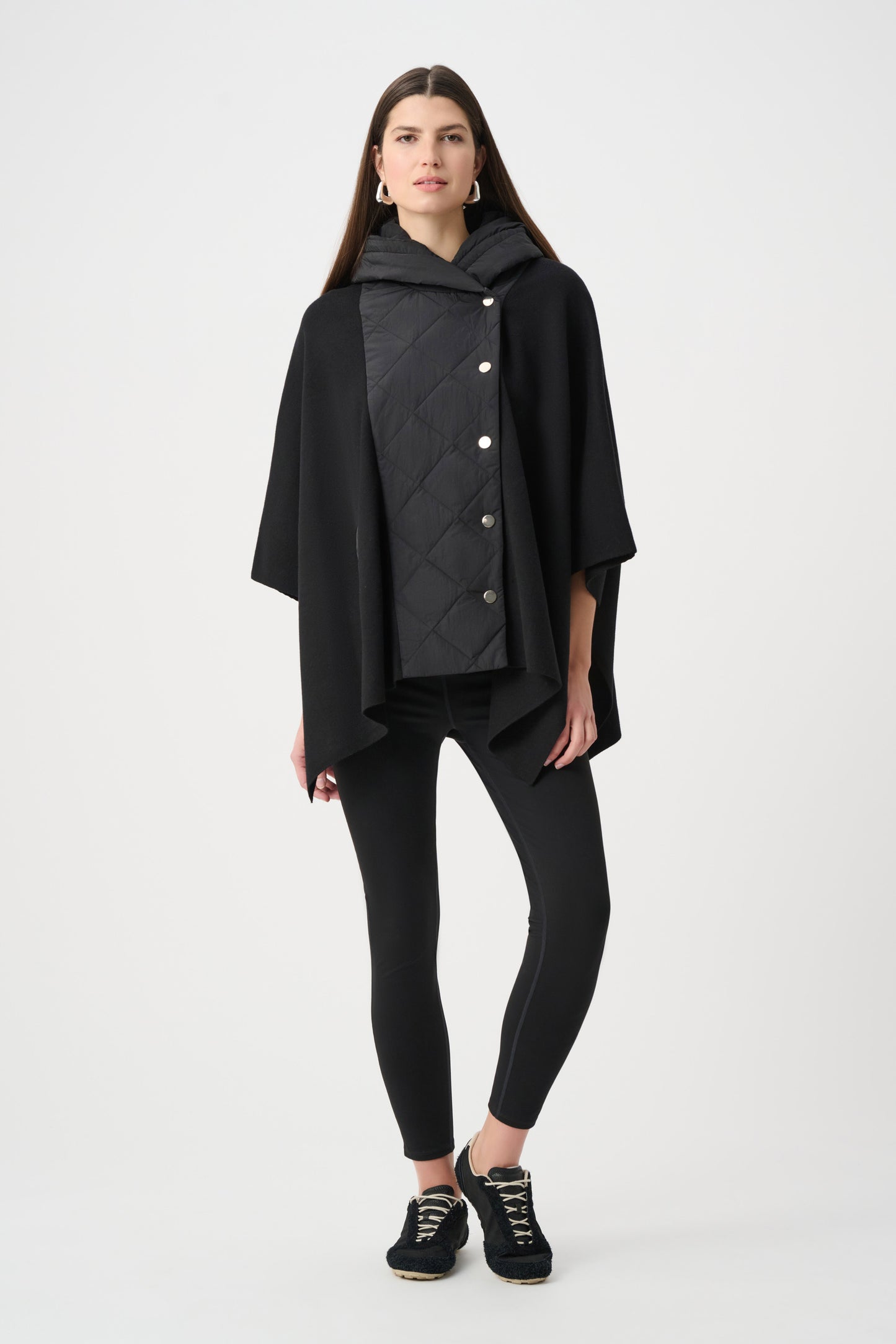 Sweater Knit Quilted Poncho Jacket