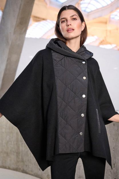 Sweater Knit Quilted Poncho Jacket